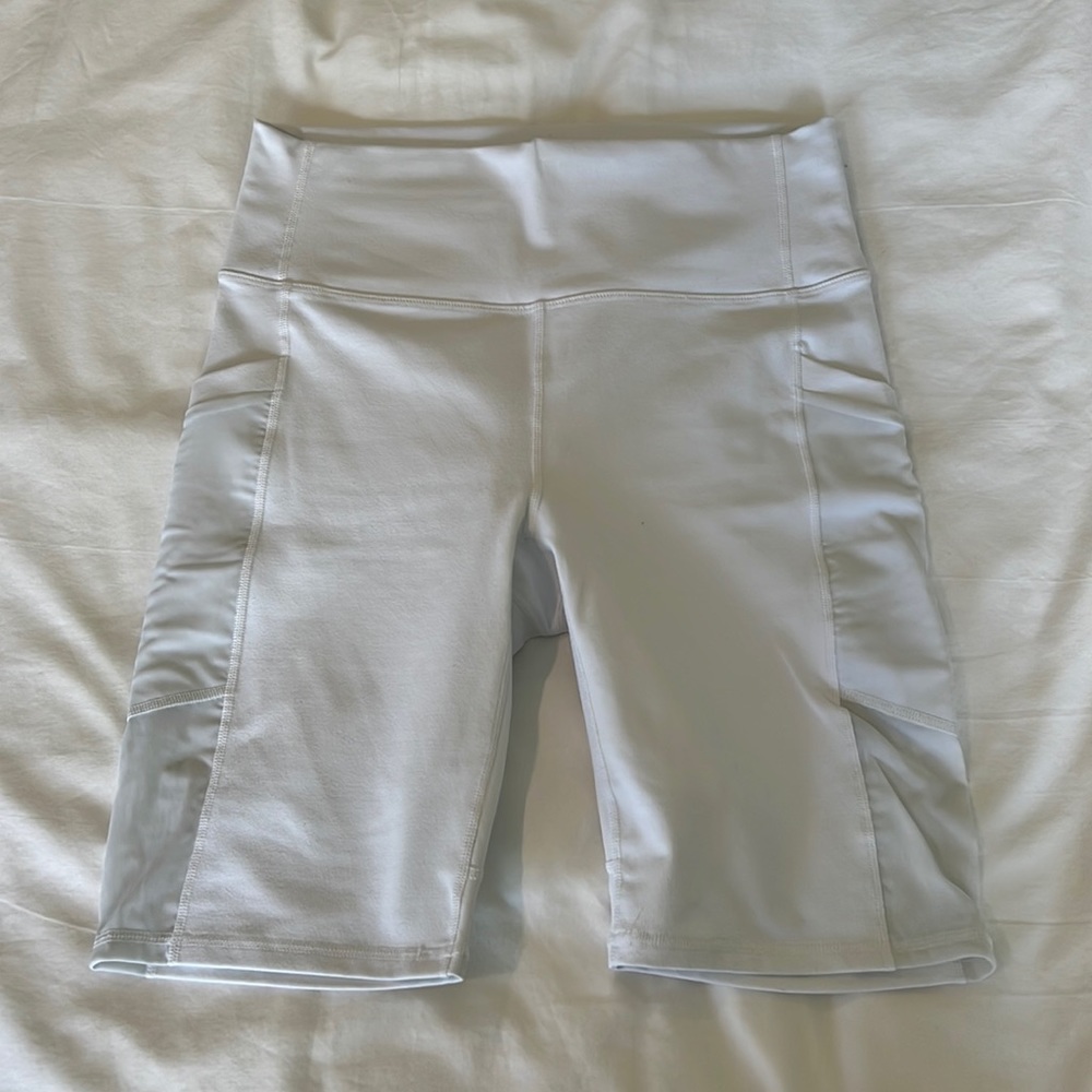 Fabletics white biker shorts